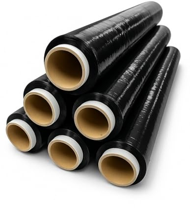 JARDIN202 - Film para Embalar Industrial, Manual, Mudanzas y Envios | Retractil | Negro | 50cm x 200 Metros | Pack 6 Rollos
