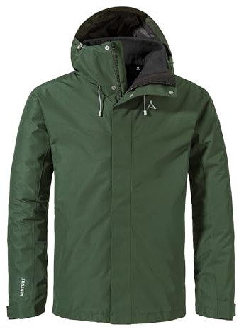 Schöffel Herren 3in1 Jacket Style Okere MNS, wasserdichte, atmungsaktive Outdoorjacke mit herausnehmbarer Fleecejacke, warme 3in1 Jacke mit verstellbarer Kapuze, dark jade, 48