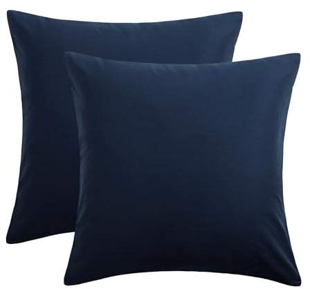 Aisbo Kissenbezug 80x80 Baumwolle 2er Set - weiche Kopfkissenbezug 80 x 80 Blau mit Reißverschluss, 80x80cm Pillow Cover Pillowcase