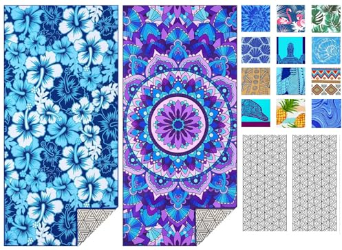 IGINOA Strandtuch XXL Microfaser Strandhandtücher Mikrofaser Badetuch Mandala 2Set Beach Towels 180x90 Schnelltrocknend Dünn Strandtücher Groß Leicht Badehandtuch Strand Geschenk