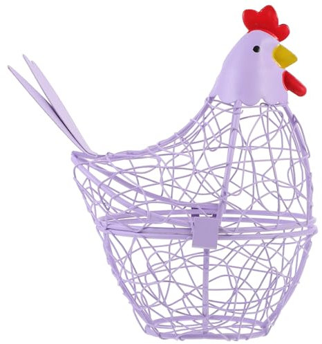 HOLIDYOYO Canasta De Huevos De Hierro En Forma De Gallina Para Cocina Almacenamiento Funcional Y Decorativo Para Encimeras 7.1X5.9X3.9 Pulgadas