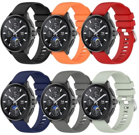 Xisair 6 Stück Ersatzbänder für Xiaomi Watch S3, Silikonband Sportband Atmungsaktive Wasserdichte Uhrenarmbänder für Xiaomi Watch 2/2PRO/S3/S1 Armbänder für Frauen Männer