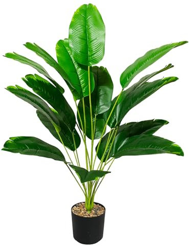 Zelihrdu Grande Plantas Artificiales Decorativas Tropic Árbol Artificial con Maceta, Realista Planta Falsa para Interior Exterior Hogar Oficina Jardín Boda Decoración (80cm Ave del Paraíso Verde)