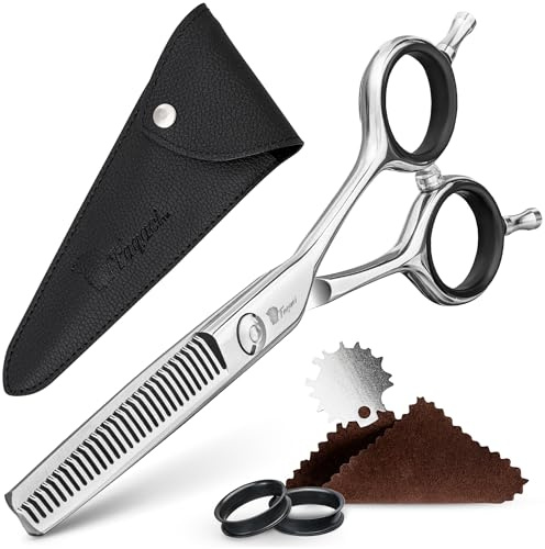 Fagaci Tijeras Entresacar Peluqueria 5.5 Pulgadas Acero 440C, Tijeras Peluqueria Profesional Texturizadoras Afilado Extremo y Cortes Precisos, Cuchillas Finas