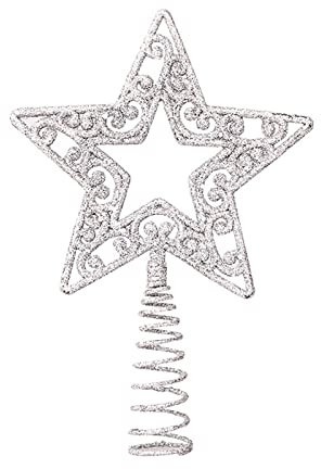 AKTOUR Stelline Scintillanti Cipolla Dorata Rosa Fantasia Top Star di Natale Decorativo Stella Neve Torte Finte Decorative (SL1, One Size)