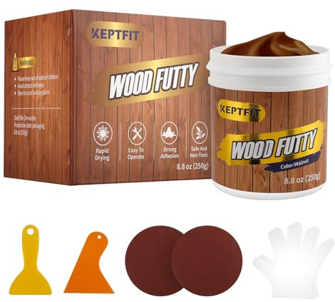 Walnut Wood Filler - 8.8 oz Paintable & Stainable Wood Repair Putty for Furniture - Quick Repair for Broken & Defective