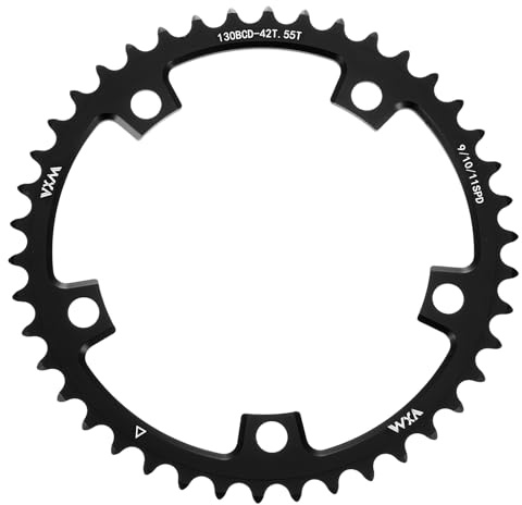 sourcing map 130BCD Bike Chainring 42T Round Narrow Wide Single Aluminum Chainring Chainwheel for Road Bike Bicycle 9/10/11 Speed Chains