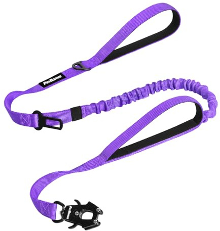 PetBonus 1,5m Laisse Tactique Chien, Bungee Elastique Laisse de Chien | Laisse Amortisseur, 2 Poignées pour promenade vélo, Ceinture de Voiture, Laisse dressage Anti-traction, Moyennes et Grandes