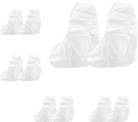 10 Pcs Waterproof Shoe Covers,Waterproof Boot Shoe Covers Overshoes Disposable,Non-Slip Transparent Thickened Plastic Protectors Long Shoes and Boots for Outdoor Men Women, Lightweight Foldable Design