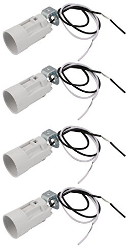 sourcingmap Lamp Socket, 111-240V 2A E14 52x23mm LED Bulb Light Holder for Floor Desk Table Lights, Plastic White, Pack of 4