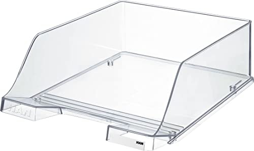 HAN Briefablage KLASSIK XXL – 2 STÜCK, hochwertige und extra hohe Briefablage. Modern, schick und hochglänzend, transparent-glasklar, 1047-23
