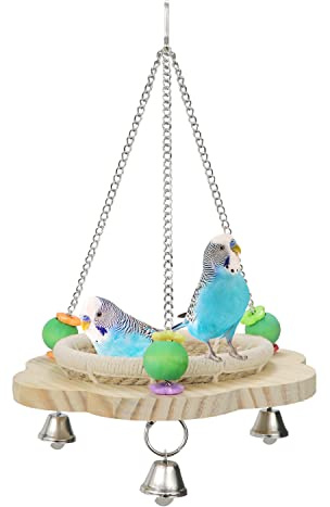 Wontee Bird Nest Parrot Breeding Nest Bed Bird Hanging Swing for Budgies Parakeets Conures Cockatiels Caique Senegal Parrot (Hemp Rope)