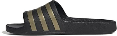 adidas Unisex Adilette Aqua Slides, Core Black/Gold Metallic/Core Black, 7 UK