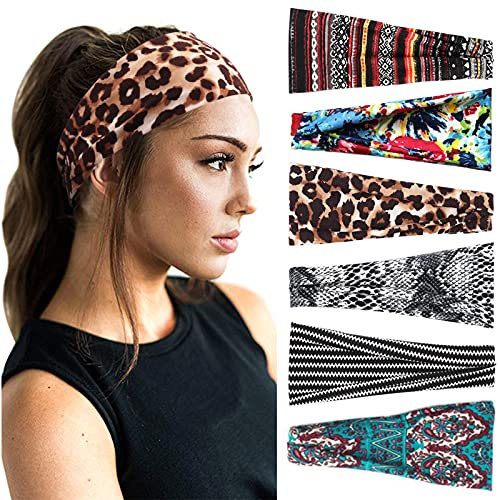 DRESHOW 6 Piezas Diademas Para Mujer Turbante Bohemia Elástico Cinta Banda para Cabello Boho Diadema Accesorios Para Cabello