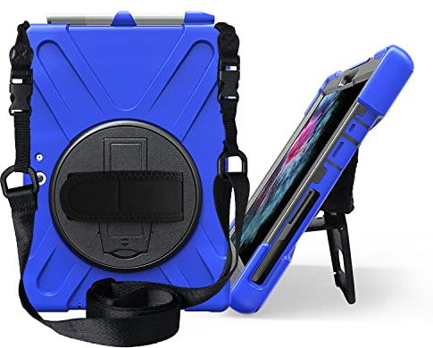 Per Microsoft Surface Go 3 2021/Surface Go 2 2020/Surface Go 2018 Custodia, guscio tre in uno infrangibile, prova di caduta, antipolvere, antiurto, staffa multifunzione rotante a 360 gradi, blu