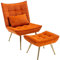 chairus Chaise de Relaxation avec Repose-Pieds Chaise Rembourée en Velours Oreiller Lombaire Chaise Longue pour Salon Balcon Chambre (Orange)