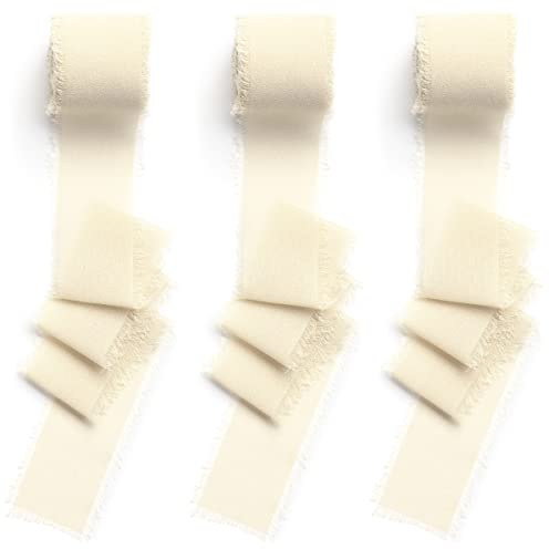 CHUQING 3 Rollen Geschenkband Beige Chiffonband Dekoratives Band Festival Bänder Schleifenband Hochzeit Dekoband für Hochzeitseinladungssträuße Geschenkverpackung Handwerk