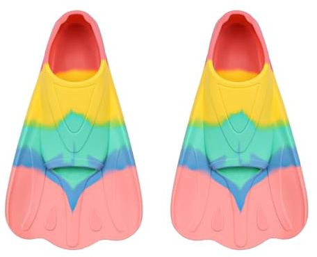 Sarini Palmes de Natation pour Palmes d'entraînement Palmes de Natation en Silicone Arc-en-Ciel Palmes de Tuba Souples Confortables pour Les débutants en plongée en Natation