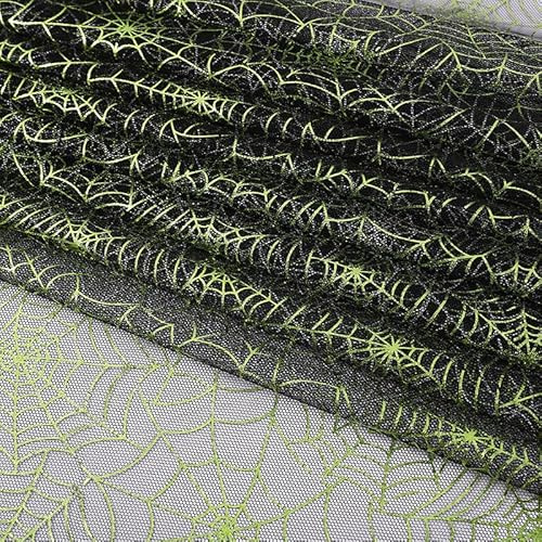 100 x 150cm Spinnennetz Netzstoff zum Nähen,Halloween Hexe Spinnennetz Stoff Netzstoff Dekostoff Kostümstoff zum Nähen Leichter Glanz Glitzer Tüllstoff Für Halloween Kleidung Basteln Party Dekoration