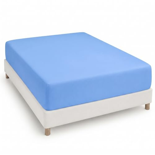 Degrees Home - COLLEZIONE - Lenzuolo con angoli 90 x 200 x 33 - Regolabile - Microfibra di poliestere garzata - Blu