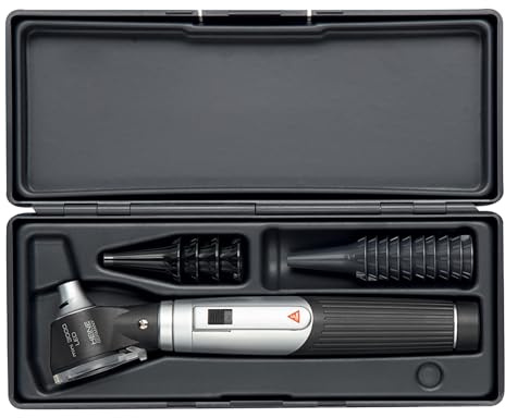 HEINE - Mini otoscopio 3000 LED 2,5 V DIRECT con speculum riutilizzabili, set con astuccio e speculum riutilizzabili, nero