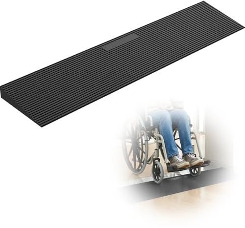1.6 Rise Rubber Threshold Ramp for Doorways, 35.4 Wide, 3306 LBS Load Capacity Wheelchair Ramp - Cuttable Non-Slip Rubber Ramp, Secure and Stable for Curbs, Wheelchairs, Walkers and Scooters