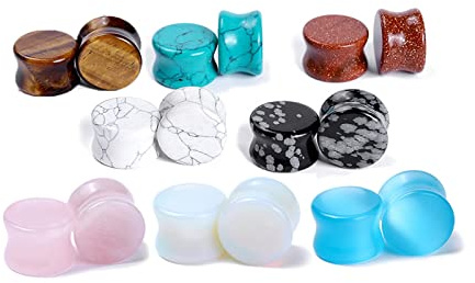 RDSGYZ 16 st flerfärgade öronstretching kit flesh, kroppspiercing tunnel expander storleksval sten öronproppar kontakt för unisex, 8mm(0G), Sten, Ingen ädelsten