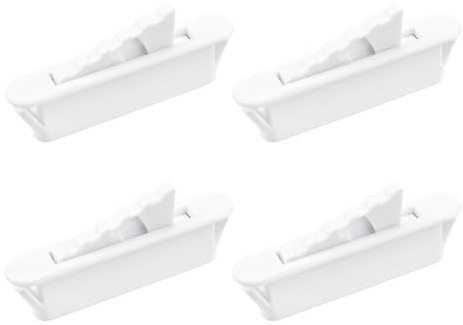 OGGOGOE White Window Vent Stops for Child Safety Plastic Material (4 Pack) - Sliding & Double Hung Window Stoppers, Prevent Falls & Burglaries, Ventilation Control - Model 1760