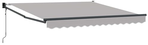 hliofuir Toldo con brazo articulado, 300 x 250 x 165 cm, color gris claro, toldo retráctil para terraza de poliéster, protección solar para jardín y patio, toldo con manivela y estructura estable