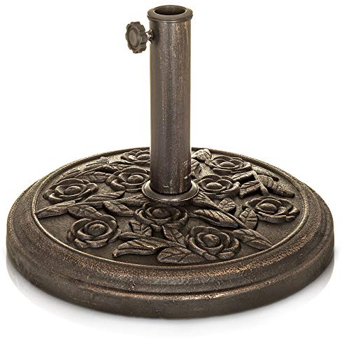 LIVIVO Heavy Duty 9kg Parasol Base Holder - Garden Parasol Base for Umbrella, Rotary Airer, Washing Lines Poles up to 50mm - Garden Umbrella Base - Cast Iron Parasol Base Stand