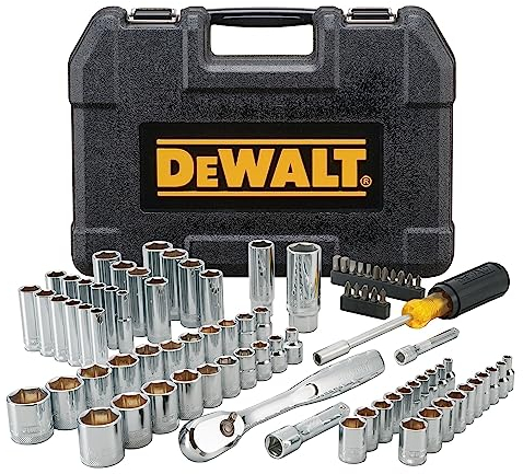 DEWALT Mechanics Tool Set, Includes Ratchets, Drill Bits and Anti-Slip Screwdriver, 84 Piece (DWMT81531)