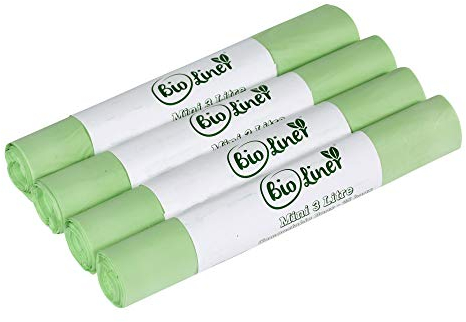 BioLiner Mini sacchetti biodegradabili 3L, fodere – 100 – Piano da cucina compost la spazzatura per EN13432