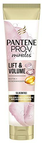 Pantene Pro-V Miracles Lift & Volume Silikonfreie Spülung (160 ml), Haarpflege für Feines Haar, Volumen Haare, mit Biotin & Rosenwasser, mit Pump Spender, sofortige Fülle und sichtbar dickeres Haar
