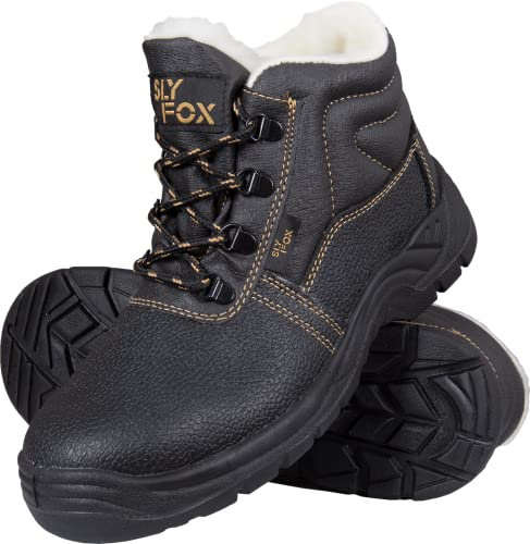Ogrifox OX-SLX-TO-SB Arbeitsschuhe Herren, Damen | Sicherheitsschuhe | Mit Schafsfell isoliert | Safety Shoes | ISO EN20345 | Schwarz-Gold | Größe 50
