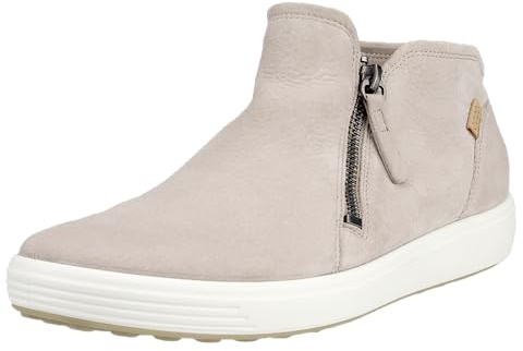 ECCO SOFT 7 SIDE ZIP BOOTIE, GREY ROSE NUBUCK, 9-9.5