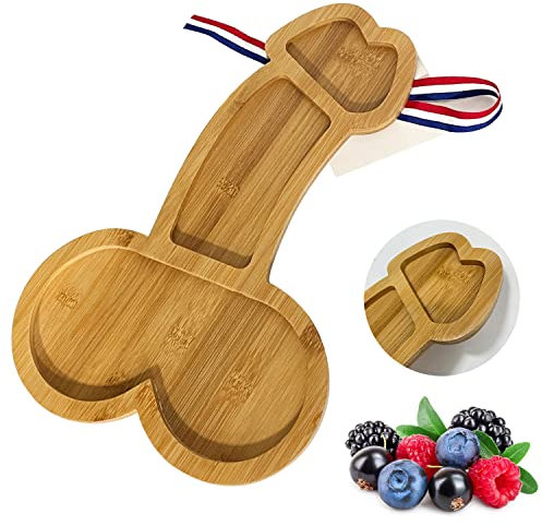 Plats apéritifs - Planche à fromage et planches à charcuterie - Couverts amusants en bambou - Plateau de service à fromage pour barbecue - Cadeau unique (couleur bois, L)