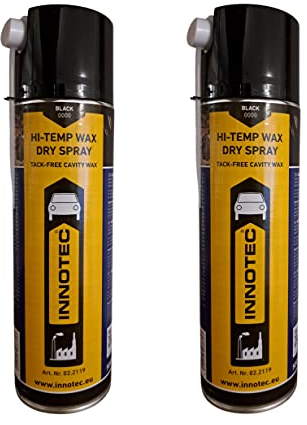 2 Stück Innotec Hi-Temp Wax Spray Unterboden und Hohlraumschutz Fettspray Schwarz - Next Level Konservierung für Automotive & Industrie - Keine Anhaftung von Schmutz und Staub - 500ml Spraydose
