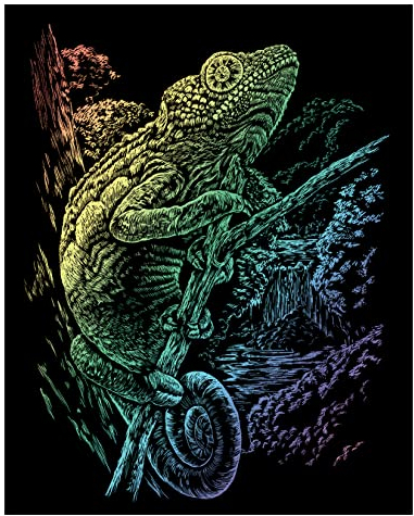 Pracht Creatives Hobby Royal & Langnickel - Kratzbild Chamäleon Rainbow, Kratzbilder für Kinder und Erwachsene, mit Kratzstift und Vorlage