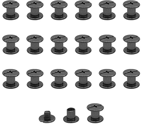 20 Pcs Chicago Screw Posts,M5*6mm Rivet Chicago Binding Screws Bright Black | Metal Rivet Replacement Repair for Bags, Collar, Harness, Luggage, Purse, Dog Lead, Backpack, Belt