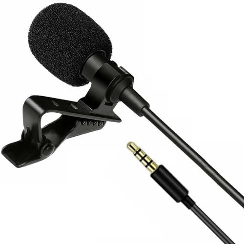 3.5mm Lapel Microphone - Perfect for Recording Video with Phone or Camera - Tiny Shirt with Easy Clip On System Hands-Free Lapel for Laptop Mini Mic for TikTok, YouTube & FB Live Streams