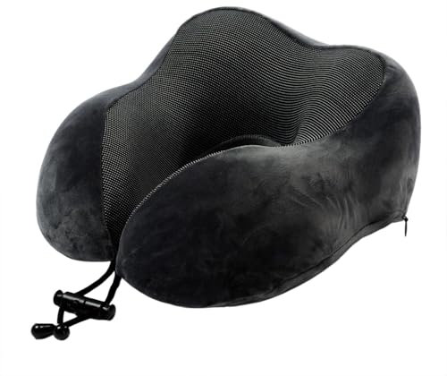 Memory Foam Reisekissen, Nackenkissen mit 360-Grad-Kopfstütze, bequem und leicht, ideal zum Schlafen im Flugzeug, Auto, Zug, Bus und zu Hause, kommt mit Aufbewahrungstasche (grau)