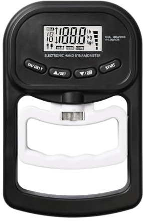 Pumwoy Dinamómetro de Mano Digital 396lb/180Kg, Probador de Fuerza de Agarre Digital con Pantalla LED Grande, Medidor Digital de Mano con Cable USB, Entrenador de Fuerza de Agarre para Adultos, Niños