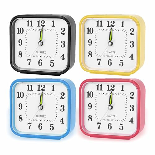 HIFSA Alarm Clock Silent Alarm Clocks Small Travel Alarm Clock Bedside Non-Ticking Battery Powered Table Clocks Heavy Sleepers Non Ticking Desk Clock For Living Room Bedrooms Travel Office (1pc)
