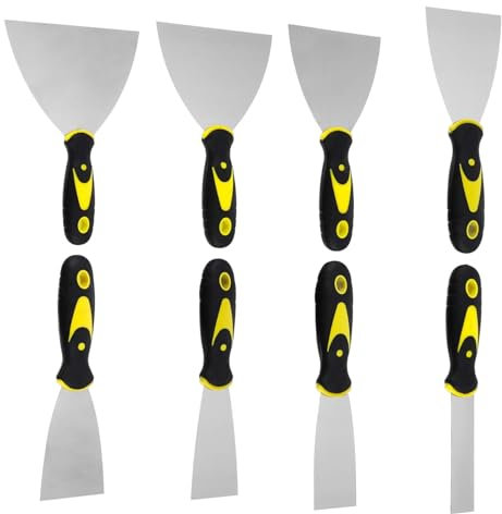 Wallpaper Scrapers and Putty Scrapes Set 8 Pcs Multi-Size Stainless Steel Paint Scrapers Wall Filler Tools for Wallpaper Removal Drywall Finishing, Plastering & DIY Decoration (1 to 6 Inches)