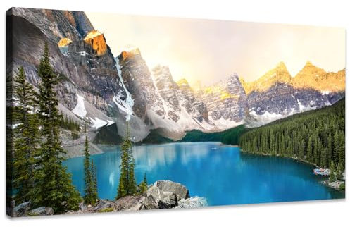 WENGTIAO Lago Y Montaña Naturaleza Paisaje Lienzo Cuadro Enmarcado Grande Moderno Lago Bosque Pintura sobre Lienzo Cuadros Decoracion Salon Modernos Dormitorios Decorativos Pared Casa 120x50 cm