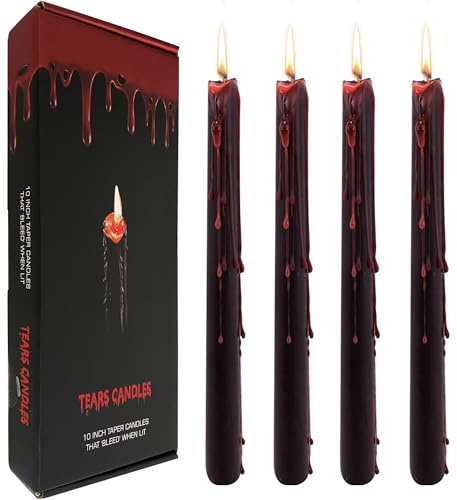 Topsics bougies coniques, Lot de 4 bougies noires en forme de larmes, Halloween l'ambiance bougie