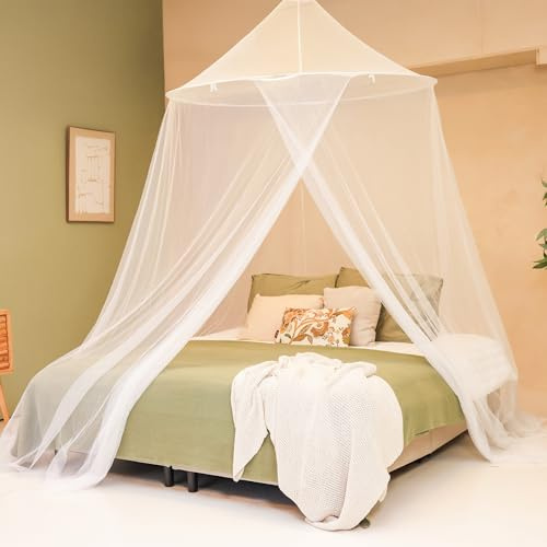 Grande Moustiquaire Pour lit ou Terrasse | 1,5 m Anneau Supérieur | Baldaquin conique à Large Base | Ciel de lit Pour Chambre, Jardin, Balcon & Terrasse | Protection Extérieure Contre les Insectes
