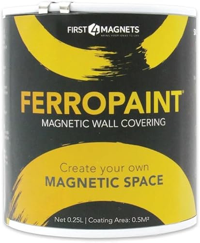 FerroPaint® Charcoal Magnetic Paint for Walls, Bedroom, Office, Kitchen, Playroom, Classroom, DIY and Renovation - 0.25 Litres