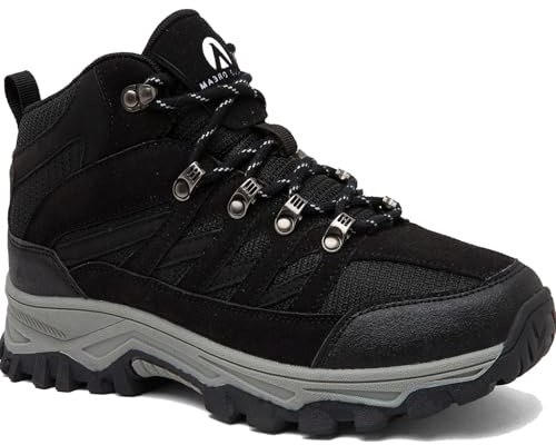 HODTOB Hiking Boots Mens Womens Lace-up Non-Slip Outdoor Men Women Mountain Trekking Shoes for All Season Walking Travelling Backpacking Camping Shoes Sneaker Black-10UK