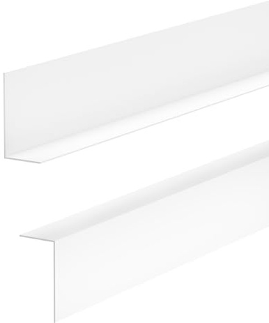 Quest Sockelleiste 50x20 mm Hart-PVC - Fußleiste, Bodenleiste - Minimalistisches Design, Feuchtigkeits- & UV-beständig, L-Form, einfache Montage ohne Bohren - 200 cm, Weiß